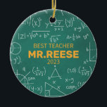 Best Teacher Custom Math Teacher Name Mathematics Ceramic Ornament<br><div class="desc">Best Teacher Custom Math Teacher Name Mathematics Ceramic Ornament Celebrate your dedicated math teacher with a custom math teacher ornament that's both meaningful and beautifully crafted. This unique and personalised ornament is the perfect way to express your gratitude and admiration for their exceptional teaching throughout the year. Our high-quality ornaments...</div>