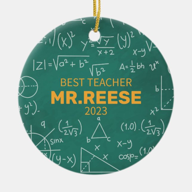 Best Teacher Custom Math Teacher Name Mathematics Ceramic Ornament (Front)