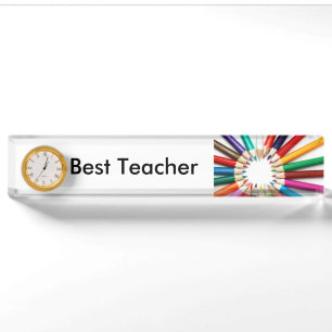 Best Teacher Desk Nameplate with Clock