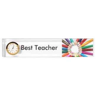Best Teacher Desk Nameplate with Clock