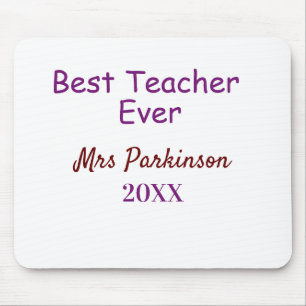 Best teacher ever add name date year simple school mouse pad
