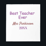 Best teacher ever add name date year simple school notepad<br><div class="desc">beautiful design</div>