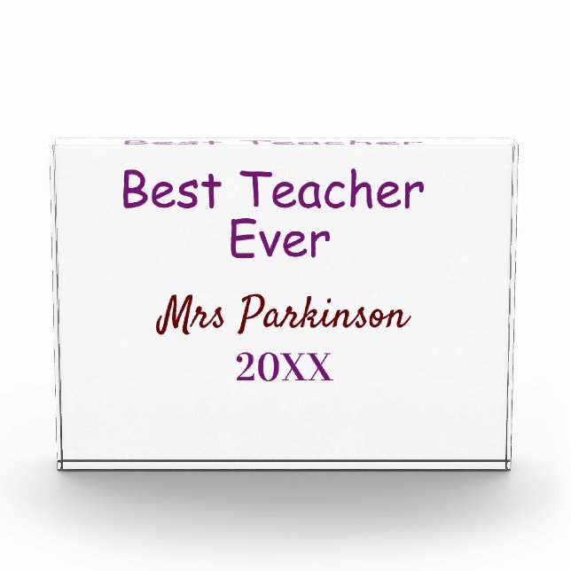 Best teacher ever add name date year simple school photo block (Front)