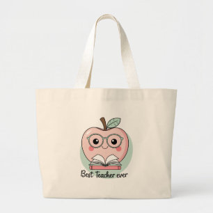 Best Teacher Ever Apple Design Large Tote Bag
