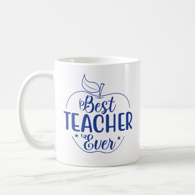 Best Teacher Ever Apple Personalised Coffee Mug (Left)