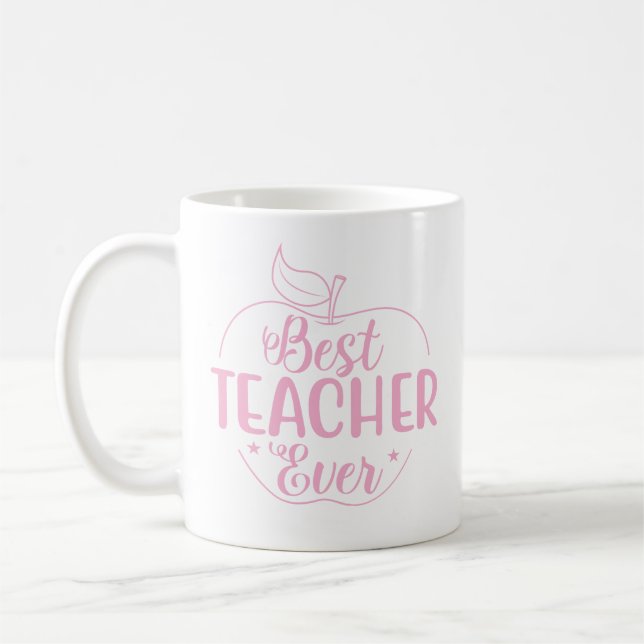 Best Teacher Ever Apple Personalised Coffee Mug (Left)
