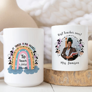 Best Teacher Ever Boho Rainbow Photo Coffee Mug