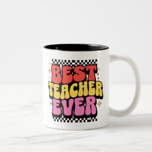 Best Teacher Ever  Bold Retro Colourful Mug Gift