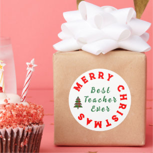 Best Teacher Ever Christmas Thanks You Gift        Classic Round Sticker