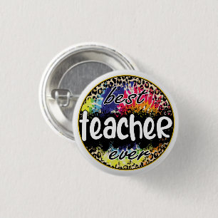 Best Teacher Ever – Colourful Leopard Print 3 Cm Round Badge