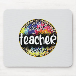 Best Teacher Ever – Colourful Leopard Print Mouse Pad