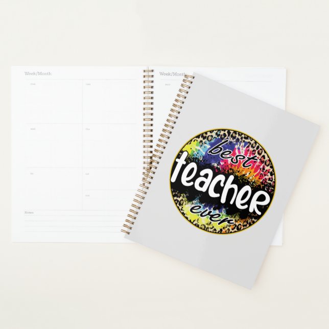 Best Teacher Ever – Colourful Leopard Print Planner (Display)