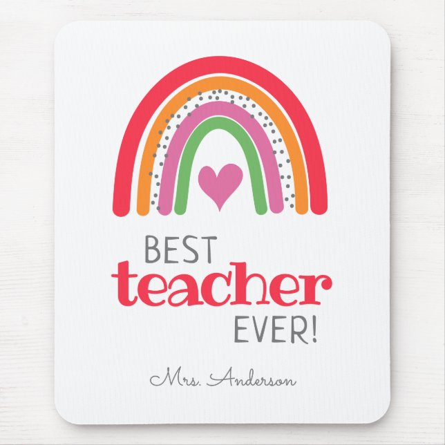 Best Teacher Ever Colourful Rainbow Mouse Pad (Front)