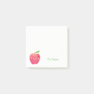 Best Teacher Ever Customised Red Apple Watercolor Post-it Notes