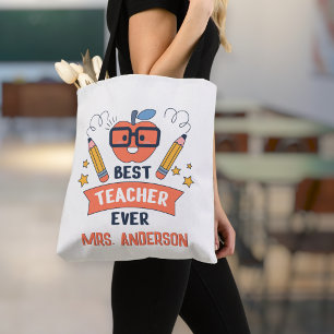 Best teacher ever, Customized Cotton Canvas Tote  Bag