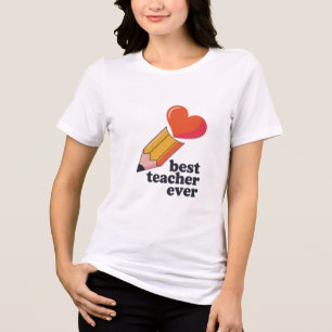 Best Teacher Ever Cute Pencil Heart Women T-Shirt Tri-Blend Shirt