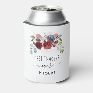 Best Teacher Ever Floral Custom Name Can Cooler