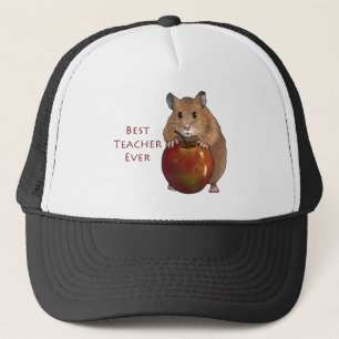 Best Teacher Ever: Hamster With Apple: Art Trucker Hat