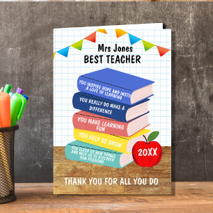 best teacher ever list of reasons thank you card