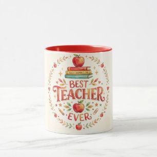 Best Teacher Ever Mug Apple Book Gift Coffee