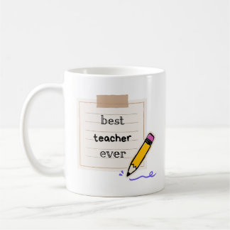 Best Teacher Ever Mug – Cute Pencil Design Gift fo