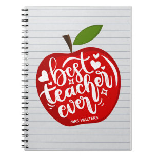 Best Teacher Ever Name Red Apple Back to School Notebook