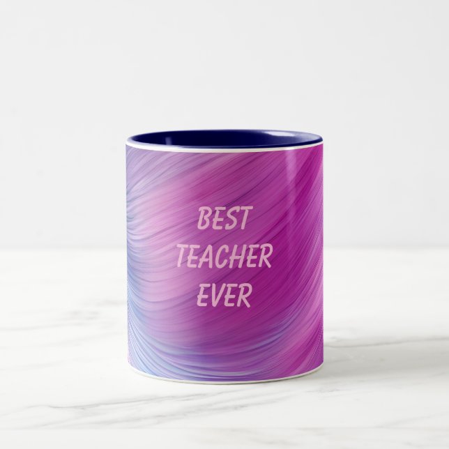 Best Teacher Ever Pastel Swirl Two-Tone Coffee Mug (Center)