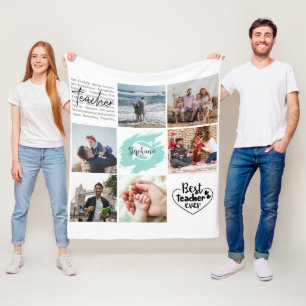 Best Teacher Ever Personalised Photo Collage Fleece Blanket