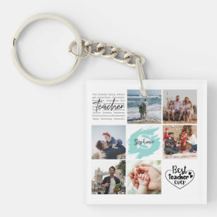 Best Teacher Ever Personalised Photo Collage Key Ring