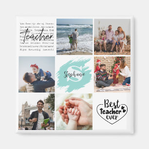 Best Teacher Ever Personalised Photo Collage Magnet