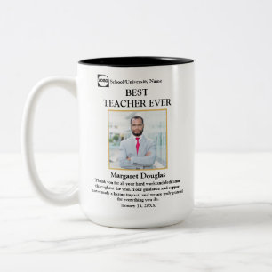 Best Teacher Ever Photo & Thank you Message Two-Tone Coffee Mug