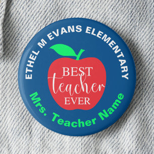 Best Teacher Ever Pin Buttons (blue)