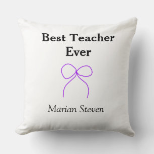 Best Teacher ever purple bow name appreciation gif Cushion
