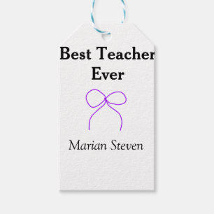 Best Teacher ever purple bow name appreciation gif Gift Tags