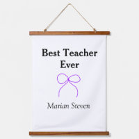 Best Teacher ever purple bow name appreciation gif