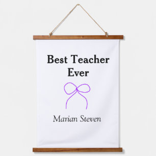 Best Teacher ever purple bow name appreciation gif Hanging Tapestry