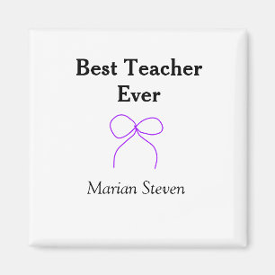 Best Teacher ever purple bow name appreciation gif Magnet