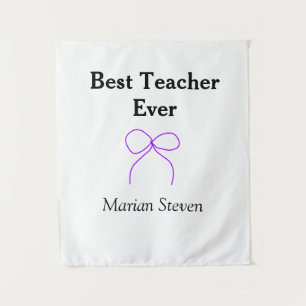 Best Teacher ever purple bow name appreciation gif Tapestry