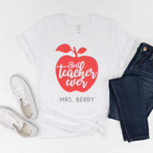 Best Teacher Ever Red Apple Personalised T-Shirt