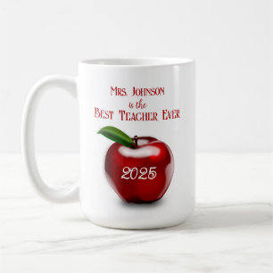 Best Teacher Ever Red Apple   Teacher Gift Coffee Mug