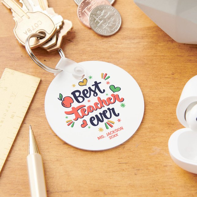 Best Teacher Ever Red Yellow Green Key Ring (Creator Uploaded)