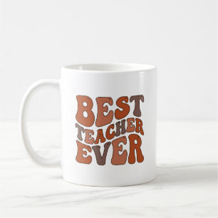 Best Teacher Ever – Retro Wavy Teacher Design Coffee Mug