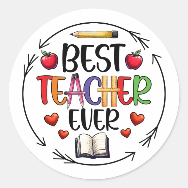 Best Teacher Ever Sticker – Fun Appreciation (Front)