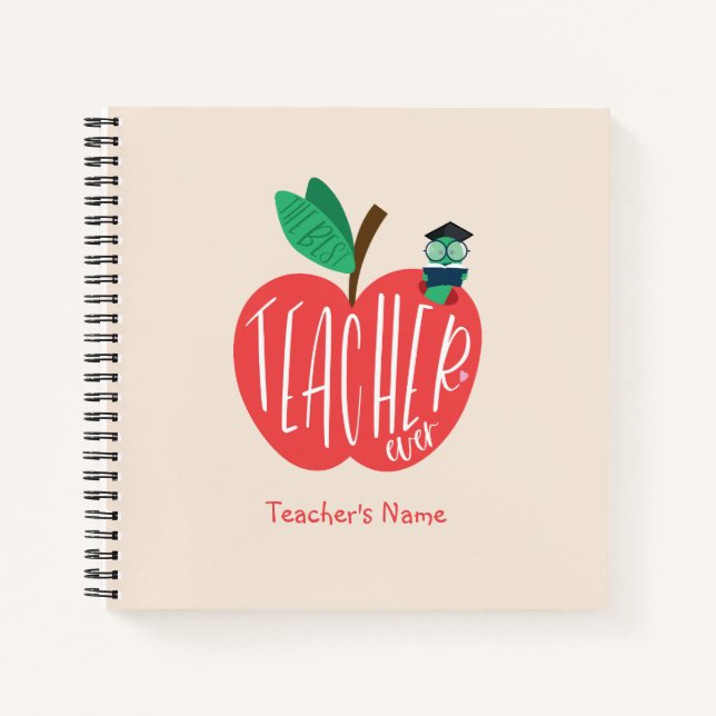 Best Teacher Ever, Teacher Appreciation Apple Worm Notebook (Front)