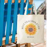 Best Teacher Ever Tote Bag<br><div class="desc">This floral tote bag says "best teacher ever" in stylish script and features a watercolor sunflower in shades of yellow. 'Makes a special gift for your grandmother.
Easily customisable.
Original Watercolor © Michele Davies.</div>