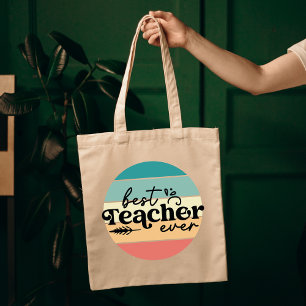 Best teacher ever tote bag, Teacher gift, Rainbow  Bag