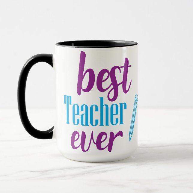 Best Teacher Ever Typography Mug (Left)
