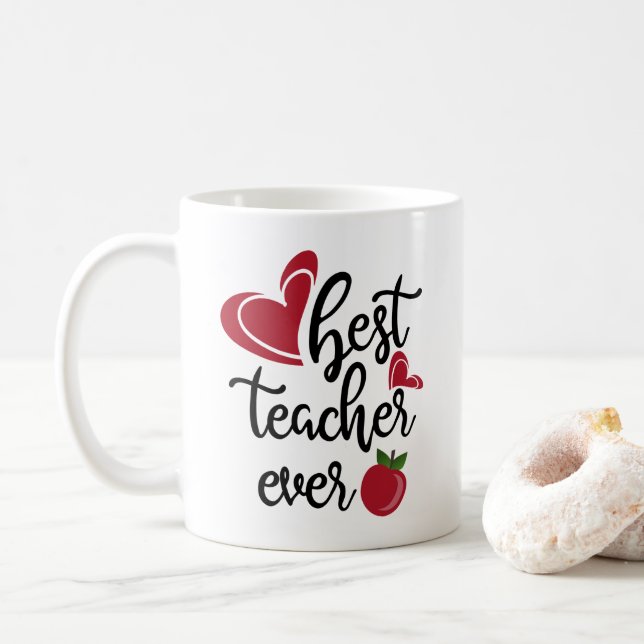 Best teacher ever typography teachers coffee mug (With Donut)