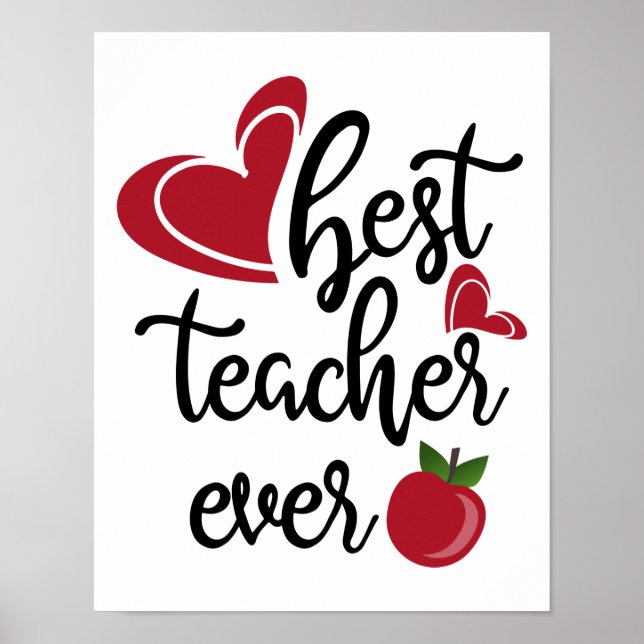 Best teacher ever typography teachers poster (Front)