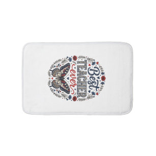 Best Teacher Ever Vintage Butterfly Floral Shirt_1 Bath Mat